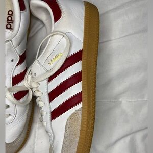 White sambas with red stripes from Adidas